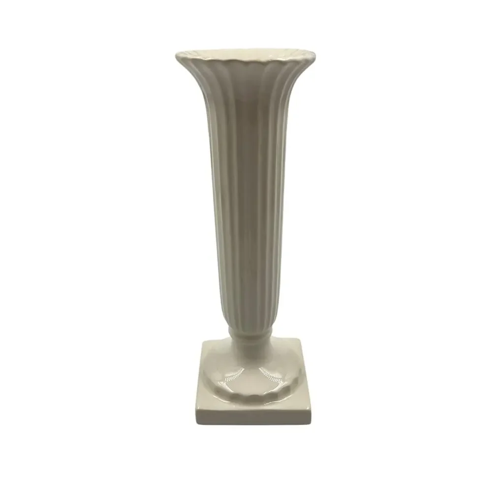 Napcoware White Square Bottom Tulip Vase‎ Ribbed Porcelain Vintage #2738